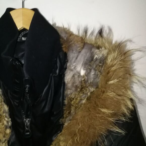 MACKAGE Black Adali Winter Down Rabbit Fur Signature Collar Puffer Coat Small - Picture 2 of 16